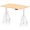 Air 1200mm Height Adjustable Cable Port Desk, White Leg with Piste Foot, Maple