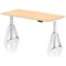Air 1600mm Height Adjustable Cable Ports Desk, White Leg with Piste Foot, Maple