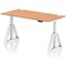 Air 1600mm Height Adjustable Cable Ports Desk, White Leg with Piste Foot, Oak
