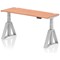 Air 1600mm Slim Height Adjustable Cable Ports Desk, Silver Leg with Piste Foot, Beech