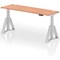 Air 1800mm Slim Height Adjustable Cable Ports Desk, Silver Leg with Piste Foot, Beech