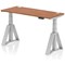 Air 1400mm Slim Height Adjustable Cable Ports Desk, Silver Leg with Piste Foot, Walnut