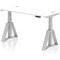 Air 1400mm Slim Height Adjustable Cable Ports Desk, Silver Leg with Piste Foot, White