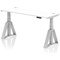 Air 1600mm Slim Height Adjustable Cable Ports Desk, Silver Leg with Piste Foot, White