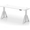 Air 1800mm Slim Height Adjustable Cable Ports Desk, Silver Leg with Piste Foot, White