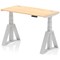 Air 1200mm Slim Height Adjustable Cable Ports Desk, Silver Leg with Piste Foot, Maple