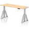 Air 1600mm Slim Height Adjustable Cable Ports Desk, Silver Leg with Piste Foot, Maple