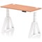 Air 1200mm Slim Height Adjustable Cable Ports Desk, White Leg with Piste Foot, Beech