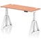 Air 1400mm Slim Height Adjustable Cable Ports Desk, White Leg with Piste Foot, Beech