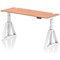 Air 1600mm Slim Height Adjustable Cable Ports Desk, White Leg with Piste Foot, Beech