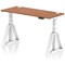 Air 1400mm Slim Height Adjustable Cable Ports Desk, White Leg with Piste Foot, Walnut