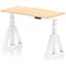 Air 1200mm Slim Height Adjustable Cable Ports Desk, White Leg with Piste Foot, Maple