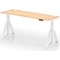 Air 1800mm Slim Height Adjustable Cable Ports Desk, White Leg with Piste Foot, Maple