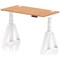 Air 1200mm Slim Height Adjustable Cable Ports Desk, White Leg with Piste Foot, Oak