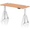 Air 1400mm Slim Height Adjustable Cable Ports Desk, White Leg with Piste Foot, Oak