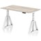 Air 1400mm Height Adjustable Desk, White Leg with Piste Foot, Grey Oak