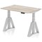 Air 1200mm Height Adjustable Cable Port Desk, Silver Leg with Piste Foot, Grey Oak
