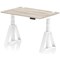 Air 1200mm Height Adjustable Cable Port Desk, White Leg with Piste Foot, Grey Oak