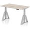 Air 1400mm Height Adjustable Cable Port Desk, Silver Leg with Piste Foot, Grey Oak