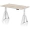 Air 1400mm Height Adjustable Cable Port Desk, White Leg with Piste Foot, Grey Oak