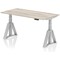 Air 1600mm Height Adjustable Cable Ports Desk, Silver Leg with Piste Foot, Grey Oak
