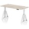 Air 1600mm Height Adjustable Cable Ports Desk, White Leg with Piste Foot, Grey Oak