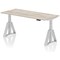Air 1800mm Height Adjustable Cable Port Desk, Silver Leg with Piste Foot, Grey Oak