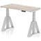 Air 1200mm Slim Height Adjustable Cable Ports Desk, Silver Leg with Piste Foot, Grey Oak