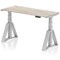 Air 1400mm Slim Height Adjustable Cable Ports Desk, Silver Leg with Piste Foot, Grey Oak