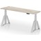 Air 1800mm Slim Height Adjustable Cable Ports Desk, Silver Leg with Piste Foot, Grey Oak