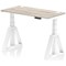 Air 1200mm Slim Height Adjustable Cable Ports Desk, White Leg with Piste Foot, Grey Oak