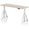 Air 1600mm Slim Height Adjustable Cable Ports Desk, White Leg with Piste Foot, Grey Oak