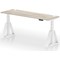 Air 1800mm Slim Height Adjustable Cable Ports Desk, White Leg with Piste Foot, Grey Oak