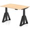 Air 1200mm Height Adjustable Desk, Black Leg with Piste Foot, Maple