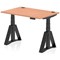 Air 1200mm Height Adjustable Cable Port Desk, Black Leg with Piste Foot, Beech