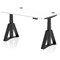 Air 1400mm Height Adjustable Cable Port Desk, Black Leg with Piste Foot, White