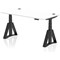 Air 1600mm Height Adjustable Cable Ports Desk, Black Leg with Piste Foot, White