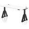 Air 1800mm Height Adjustable Cable Port Desk, Black Leg with Piste Foot, White