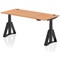 Air 1800mm Height Adjustable Cable Port Desk, Black Leg with Piste Foot, Oak