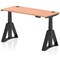 Air 1400mm Slim Height Adjustable Cable Ports Desk, Black Leg with Piste Foot, Beech