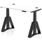 Air 1200mm Slim Height Adjustable Cable Ports Desk, Black Leg with Piste Foot, White