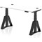 Air 1400mm Slim Height Adjustable Cable Ports Desk, Black Leg with Piste Foot, White