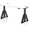 Air 1600mm Slim Height Adjustable Cable Ports Desk, Black Leg with Piste Foot, White