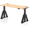 Air 1600mm Slim Height Adjustable Cable Ports Desk, Black Leg with Piste Foot, Maple