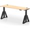 Air 1800mm Slim Height Adjustable Cable Ports Desk, Black Leg with Piste Foot, Maple