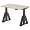 Air 1200mm Height Adjustable Desk, Black Leg with Piste Foot, Grey Oak