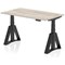 Air 1400mm Height Adjustable Desk, Black Leg with Piste Foot, Grey Oak