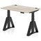 Air 1200mm Height Adjustable Cable Port Desk, Black Leg with Piste Foot, Grey Oak