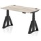 Air 1400mm Height Adjustable Cable Port Desk, Black Leg with Piste Foot, Grey Oak