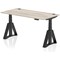 Air 1600mm Height Adjustable Cable Ports Desk, Black Leg with Piste Foot, Grey Oak